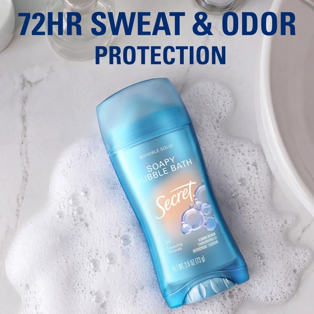 Alt view image 3 of 7 - Antiperspirant Deodorant for Women, Soapy Bubble Bath Scent, 2.6 oz | 72HR Sweat & Odor Protection | Invisible Solid | pH Balanced & Pro-Hyaluronic Acid | Gentle & Smooth | Instant Freshness