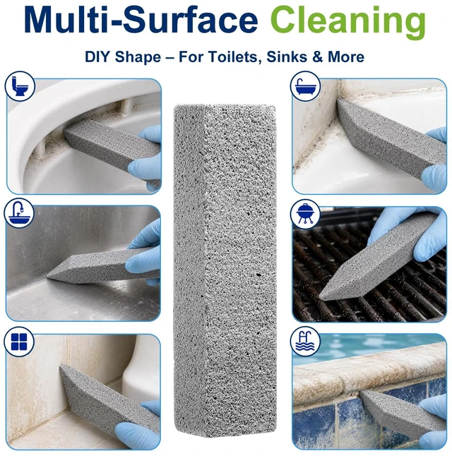 Alt view image 5 of 7 - 8 Pack Pumice Stone Toilet Bowl Cleaner for Hard Water Rings | Scouring Bars Remove Mineral Buildup, Limescale and Rust from Toilets, Sinks, Bathtubs, Grills and Pool Tile