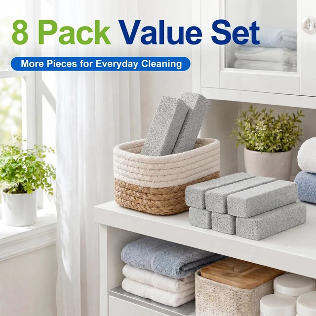 Alt view image 7 of 7 - 8 Pack Pumice Stone Toilet Bowl Cleaner for Hard Water Rings | Scouring Bars Remove Mineral Buildup, Limescale and Rust from Toilets, Sinks, Bathtubs, Grills and Pool Tile