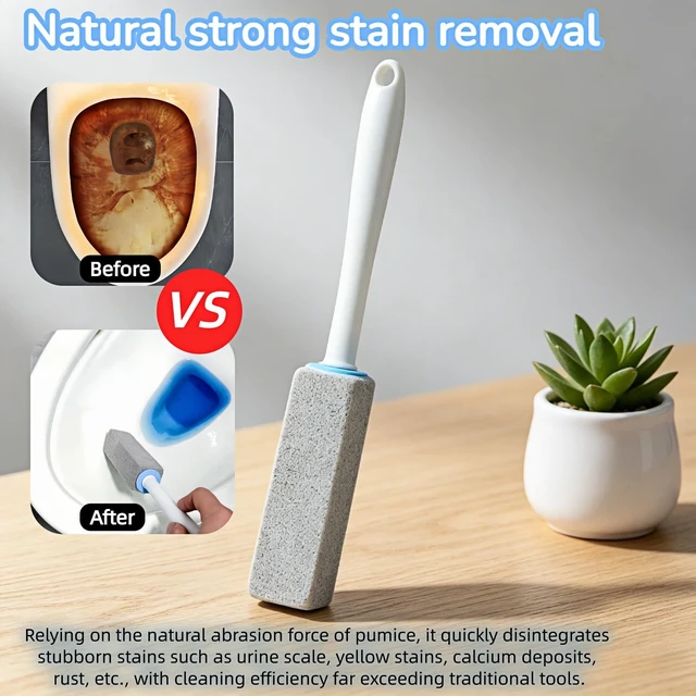 Alt view image 2 of 7 - 2 Pack Pumice Stone Toilet Cleaner with Handle Heavy Duty Hard Water Ring & Limescale Remover for Toilet, Pool, Tub, Sink No Scratches, Chemical-Free, Ergonomic