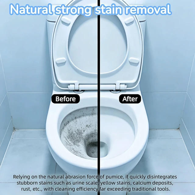 Alt view image 3 of 7 - 2 Pack Pumice Stone Toilet Cleaner with Handle Heavy Duty Hard Water Ring & Limescale Remover for Toilet, Pool, Tub, Sink No Scratches, Chemical-Free, Ergonomic