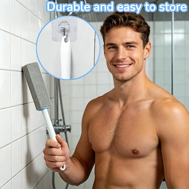 Alt view image 4 of 7 - 2 Pack Pumice Stone Toilet Cleaner with Handle Heavy Duty Hard Water Ring & Limescale Remover for Toilet, Pool, Tub, Sink No Scratches, Chemical-Free, Ergonomic