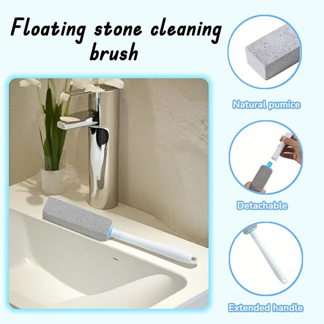 Alt view image 7 of 7 - 2 Pack Pumice Stone Toilet Cleaner with Handle Heavy Duty Hard Water Ring & Limescale Remover for Toilet, Pool, Tub, Sink No Scratches, Chemical-Free, Ergonomic