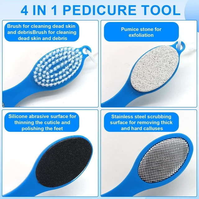Alt view image 3 of 7 - Pumice Stone Brush for Feet 4 in 1 Foot Brush 2 Pack | Foot Scrubber Foot File Callus Remover Feet Pedicure Tools for Feet,Pumice Stone, Foot Rasp and Sand Paper