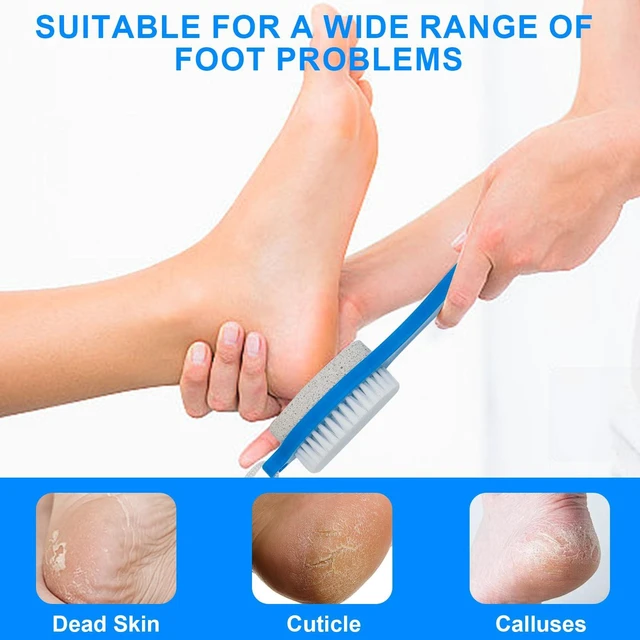 Alt view image 6 of 7 - Pumice Stone Brush for Feet 4 in 1 Foot Brush 2 Pack | Foot Scrubber Foot File Callus Remover Feet Pedicure Tools for Feet,Pumice Stone, Foot Rasp and Sand Paper