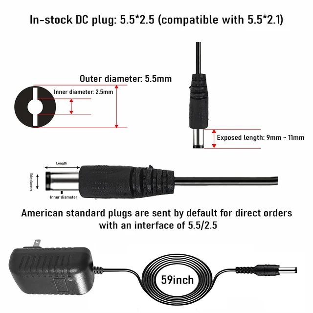 Alt view image 5 of 6 - 25.2V-1A AC/DC Massage Gun Power Adapter, Suitable for FITPULSE, Chirogun, DARKIRON, Kamu Massage Guns, etc. 25.2V Electric Massage Gun Power Battery Charger