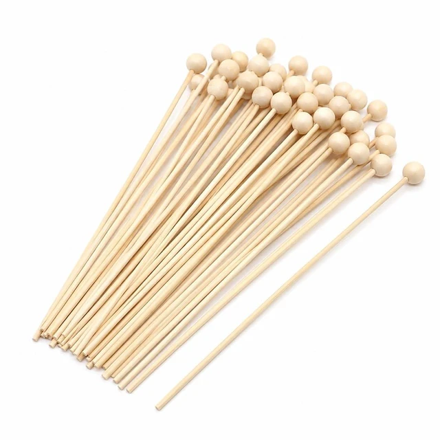 Main image of Wooden Rock Candy Sticks, 100 Pcs | 100-Piece Set; Multi-Purpose Design; Convenient Ball Tops; Natural Bamboo Material; Perfect for Events