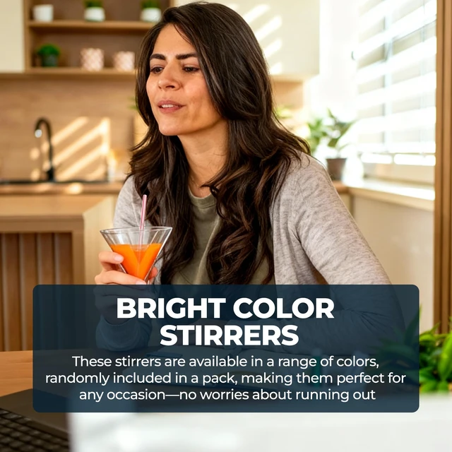 Alt view image 7 of 7 - 1000 Coffee Stirrers Stir Sticks - 5" Cocktail Straws Drink Stirrer - Striped Assorted Colors Swizzle Barware Whiskey Short Plastic Disposable Stirring Straw, Cocktails Coffee Bar Accessories Supplies