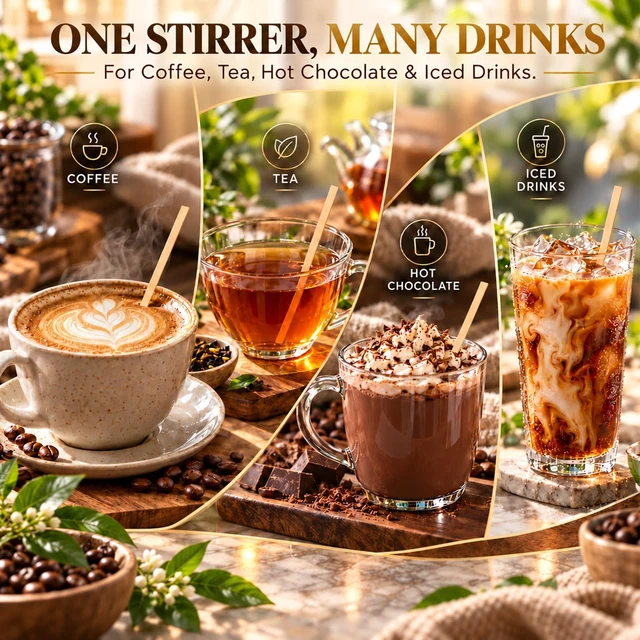 Alt view image 5 of 7 - 1000PCS Bamboo Coffee Stirrers - 5.5" Coffee Stir Sticks Square | Disposable Swizzle Drink Stirrers for Tea, Coffee, Milk and Cocktails for Home, Office, Parties, and Coffee Bar Accessories