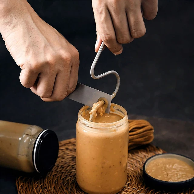 Alt view image 3 of 7 - Peanut Butter Stirrer - Mixer Tool, Multipurpose Stainless Steel Manual Nut Butter Churner Jam Stirring Gadgets, Kitchen Tools Sesame Paste Stirrer for Mixing Various Spread, Peanut, Almond