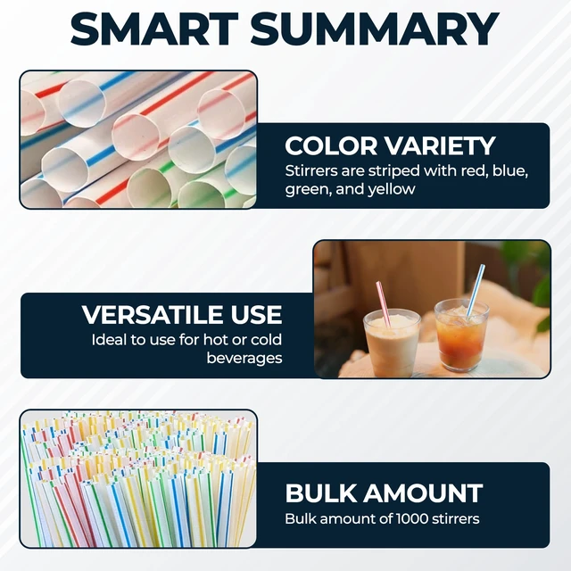 Alt view image 4 of 7 - 1000 Coffee Stirrers Stir Sticks - 5" Cocktail Straws Drink Stirrer - Striped Assorted Colors Swizzle Barware Whiskey Short Plastic Disposable Stirring Straw, Cocktails Coffee Bar Accessories Supplies