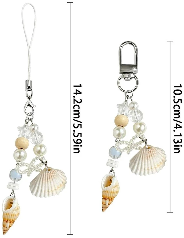 Alt view image 2 of 7 - 2Pcs Cell Phone Charms Aesthetic Summer Pearl Bow Seashell Keychain Cute Phone Charm Marine Beach Shell Key Chain Cellphone Charms Ocean Sea Shells Phonecase Charm Bag Purse Keychains Pendant Decor