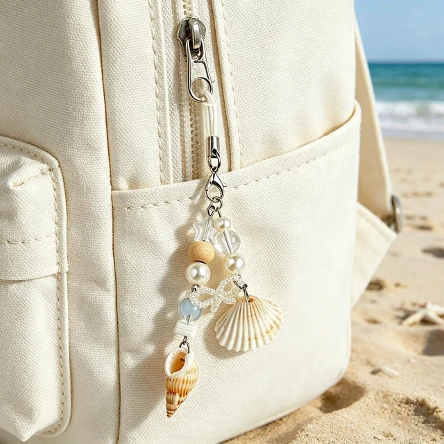 Alt view image 4 of 7 - 2Pcs Cell Phone Charms Aesthetic Summer Pearl Bow Seashell Keychain Cute Phone Charm Marine Beach Shell Key Chain Cellphone Charms Ocean Sea Shells Phonecase Charm Bag Purse Keychains Pendant Decor