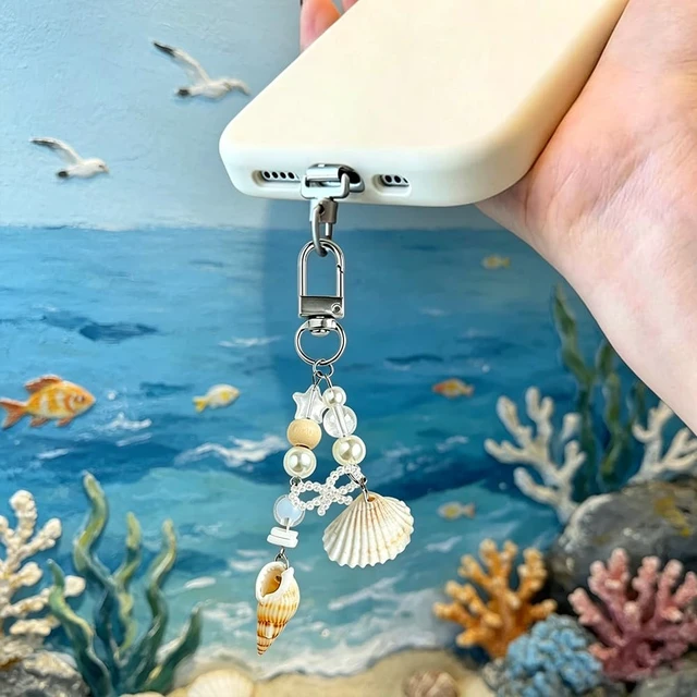Alt view image 5 of 7 - 2Pcs Cell Phone Charms Aesthetic Summer Pearl Bow Seashell Keychain Cute Phone Charm Marine Beach Shell Key Chain Cellphone Charms Ocean Sea Shells Phonecase Charm Bag Purse Keychains Pendant Decor