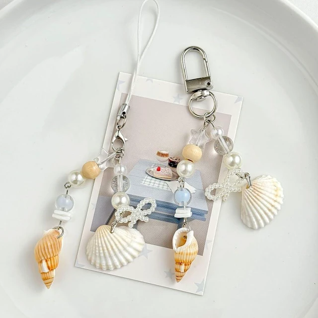 Alt view image 7 of 7 - 2Pcs Cell Phone Charms Aesthetic Summer Pearl Bow Seashell Keychain Cute Phone Charm Marine Beach Shell Key Chain Cellphone Charms Ocean Sea Shells Phonecase Charm Bag Purse Keychains Pendant Decor