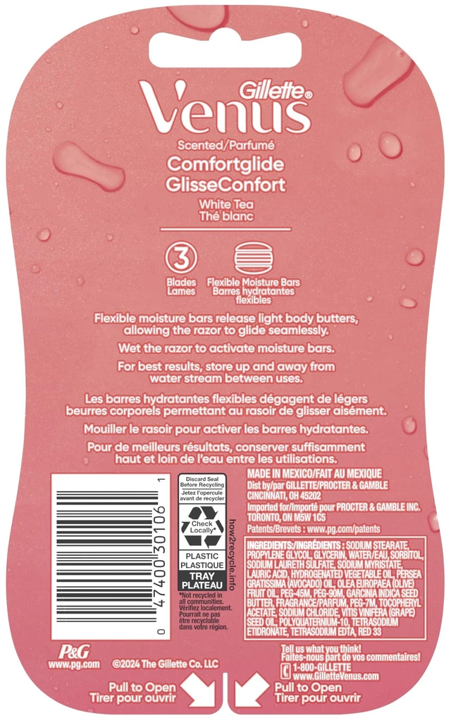 Alt view image 7 of 7 - ComfortGlide Disposable Razors for Women, 2 Count, White Tea Scented Moisture Bars for a Smooth Shave