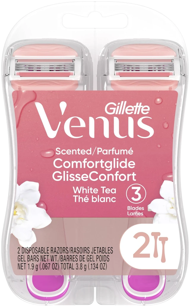 Alt view image 6 of 7 - ComfortGlide Disposable Razors for Women, 2 Count, White Tea Scented Moisture Bars for a Smooth Shave