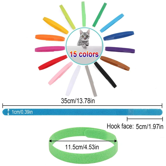 Alt view image 2 of 7 - 15 Pcs Puppy Kitten Whelping Collars, Soft Newborn Pet ID Bands | Double-Sided Soft Fabric, Newborn Puppies and Kittens, Easy Identification with 15 Colors, Adjustable Design with No Buckles