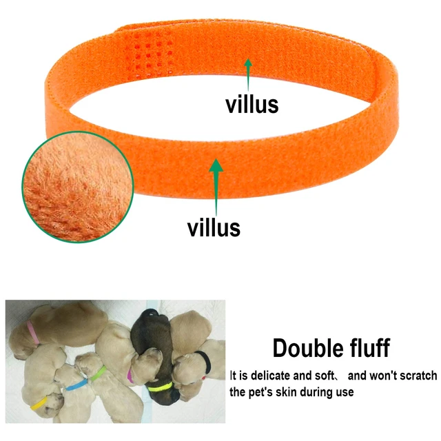 Alt view image 3 of 7 - 15 Pcs Puppy Kitten Whelping Collars, Soft Newborn Pet ID Bands | Double-Sided Soft Fabric, Newborn Puppies and Kittens, Easy Identification with 15 Colors, Adjustable Design with No Buckles