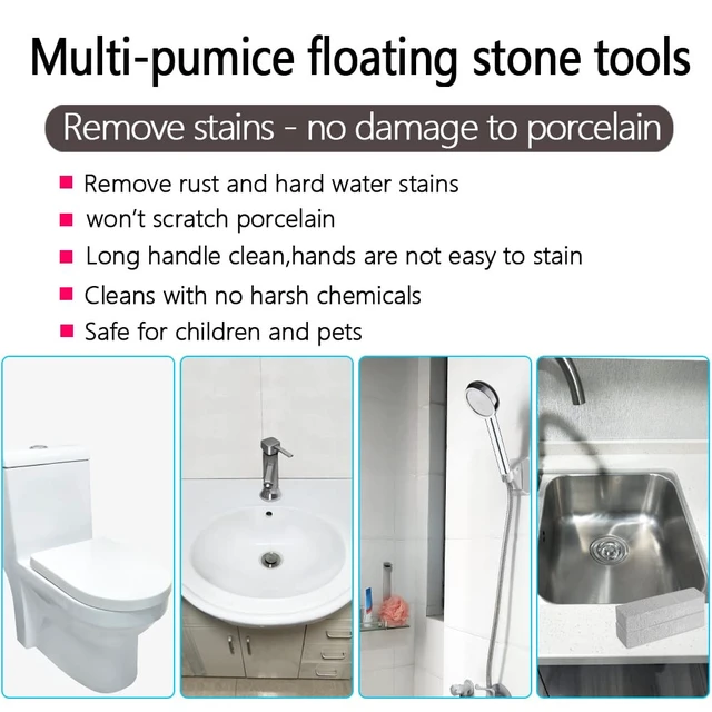 Alt view image 7 of 7 - Pumice Stone for Toilet Bowl Cleaning,Remove Away Limescale Stain,Hard Water Rings,Calcium Buildup,Iron and Rust,Pumice Stick for Tile/Bath-tub/Kitchen/Grill/Household - 4 Pack
