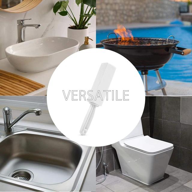 Alt view image 3 of 7 - 3 Pack Pumice Stone for Toilet Bowl Cleaning with Handle, Scouring Stick Remove Toilet Bowl Hard Water Rings, Calcium Buildup and Rust for Cleaning Toilet, Bathroom, Kitchen Sink, Grill (White)