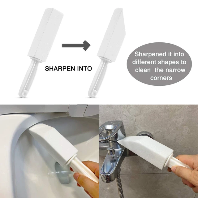 Alt view image 5 of 7 - 3 Pack Pumice Stone for Toilet Bowl Cleaning with Handle, Scouring Stick Remove Toilet Bowl Hard Water Rings, Calcium Buildup and Rust for Cleaning Toilet, Bathroom, Kitchen Sink, Grill (White)