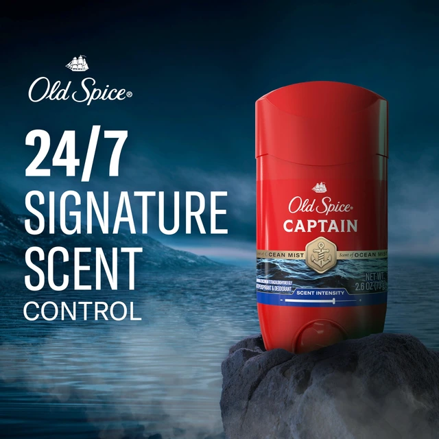Alt view image 3 of 7 - Antiperspirant Deodorant for Men, 24/7 Sweat & Odor Protection, 24/7 Signature Scent & Lasting Freshness, Invisible Solid, Captain with Bergamot Scent, 2.6 oz