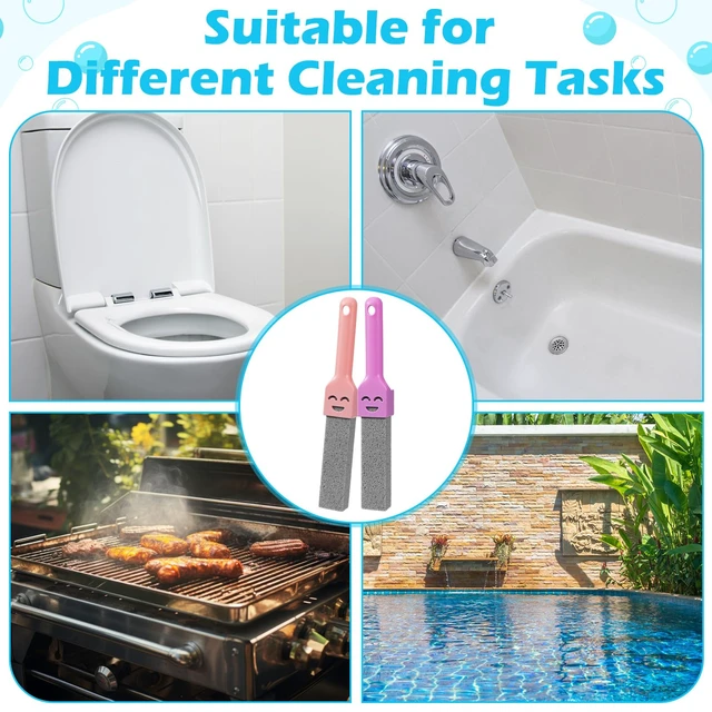 Alt view image 6 of 7 - 8 Pack Pumice Stone for Toilet Cleaning with 2 Reusable Handles | Pumice Stone Stick, Toilet Bowl Cleaner, Powerfully Clean Hard Water Ring, Toilet Tub Sinks Grill Stove Grates and Pool Tiles