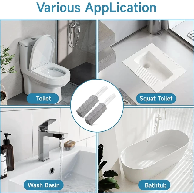 Alt view image 7 of 7 - 2 Pack Cleaning Pumice Stone with Handle Hard Water Stain Remover | Natural Pumice Stone Toilet Cleaner for Hard Water Stains, Toilet Rings, Rust & Limescale, Gentle on Porcelain Sink & Grill