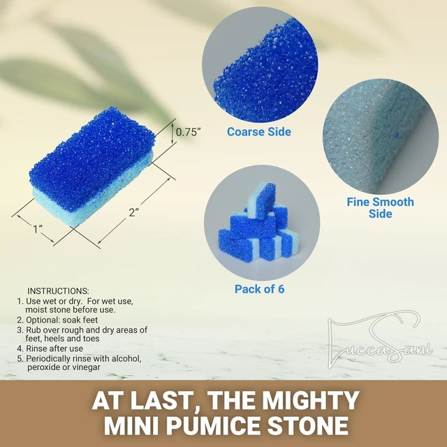 Alt view image 4 of 7 - Mini Foot Pumice Stone, Travel Sized Foot Exfoliator Stone, Disposable Pumice Stone for Feet Callus Remover, Foot Scrubber Stone, Natural Foot Scraper (Pack of 6)