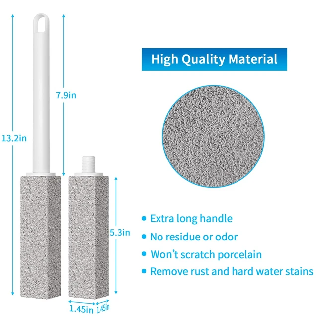 Alt view image 2 of 6 - Pumice Stone Toilet Bowl Cleaning Pumice Sticks with Long Handle, Ideal for Removing Hard Water Rings and Stains, Eco-Friendly and Scratch-Resistant-3Pack