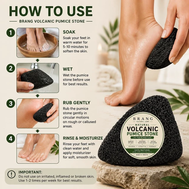 Alt view image 3 of 7 - Natural Volcanic Pumice Stone for Feet & Heel Care Lava Rock Callus Remover & Exfoliating Pedicure Stone Made in Türkiye