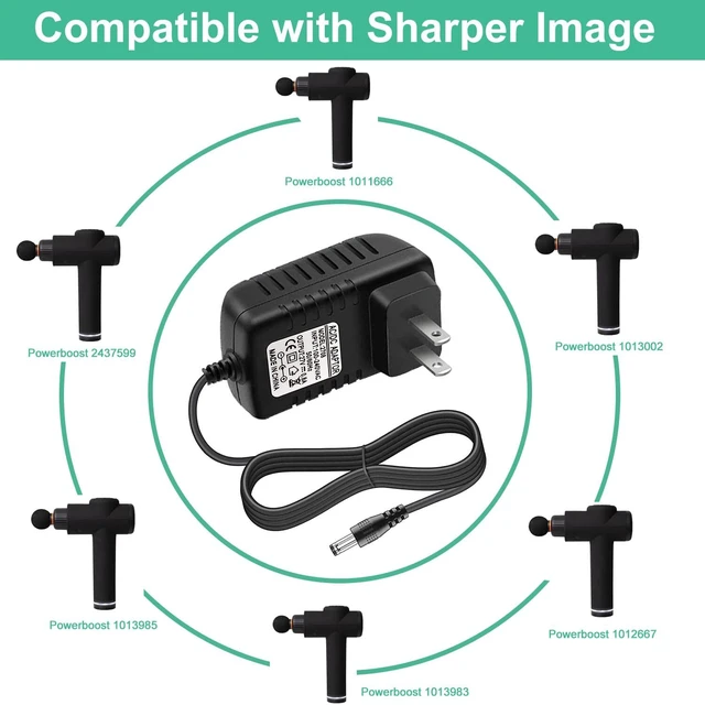 Alt view image 2 of 6 - 27V Charger for Sharper Image Massage Gun, Power Adapter Compatible with Sharper Image Powerboost Cordless Deep Tissue Massage Gun