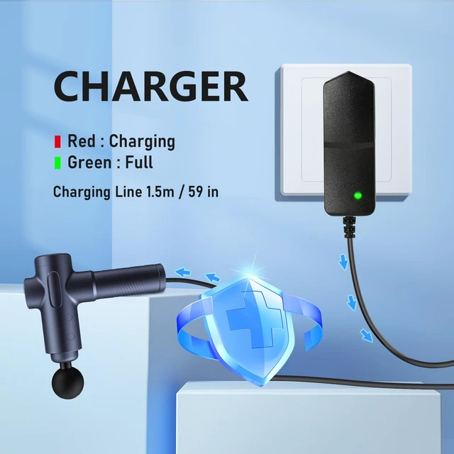 Alt view image 4 of 6 - 27V Charger for Sharper Image Massage Gun Charger for Sharper Image Massager Power Cord 1011666 2437599 1013002 1012667 1013985 1013983 1014747(NOT 18V), Deep Tissue Massage Guns AC Adapter