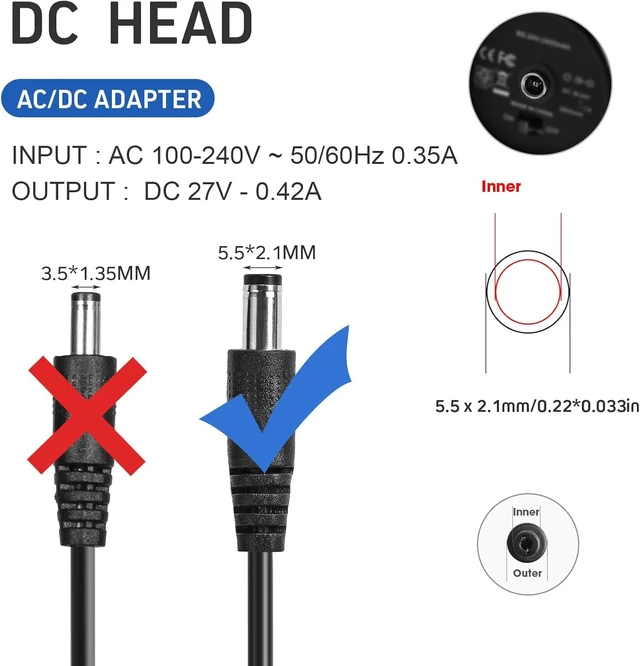 Alt view image 5 of 6 - 27V Charger for Sharper Image Massage Gun Charger for Sharper Image Massager Power Cord 1011666 2437599 1013002 1012667 1013985 1013983 1014747(NOT 18V), Deep Tissue Massage Guns AC Adapter
