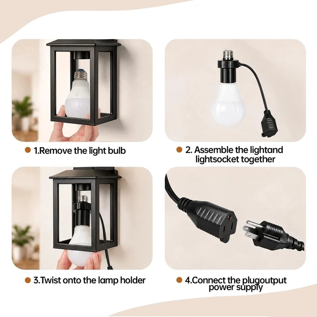 Alt view image 4 of 7 - 3 in 1 Light Socket Outlet Adapter, E26/E27 Bulb Socket to 3 Prong Grounded Plug Adapter, Suitable for Outdoor Porch Garage Porches Basements and Utility Areas