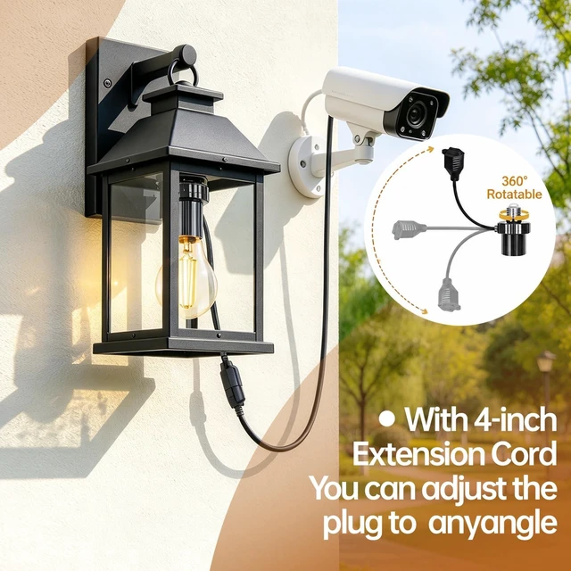 Alt view image 6 of 7 - 3 in 1 Light Socket Outlet Adapter, E26/E27 Bulb Socket to 3 Prong Grounded Plug Adapter, Suitable for Outdoor Porch Garage Porches Basements and Utility Areas