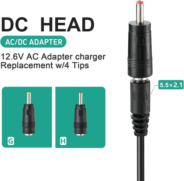 Alt view image 7 of 7 - Massage Gun Charger 12v ~ 12.6v 1.0A Charger for 12.6v (Universal 12V) Massage Gun Power Cord Switch Power Supply