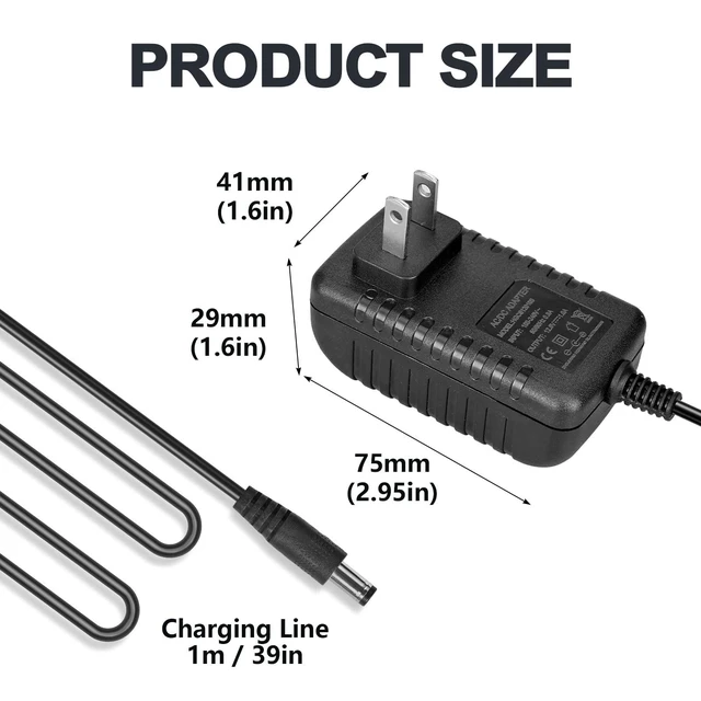 Alt view image 3 of 7 - 16.8V 1A AC/DC Massage Gun Charger, 5ft Power Supply Cord - Compatible with LifePro Sonic, Fusion X, Youdgee H1 Mini, Mebak 3, Cryotex, Jetbu