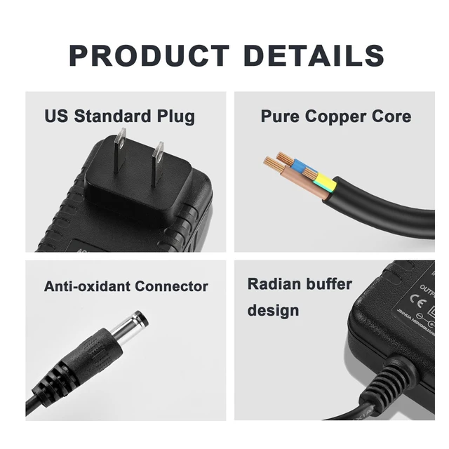 Alt view image 5 of 7 - 16.8V 1A AC/DC Massage Gun Charger, 5ft Power Supply Cord - Compatible with LifePro Sonic, Fusion X, Youdgee H1 Mini, Mebak 3, Cryotex, Jetbu