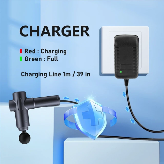 Alt view image 6 of 7 - 16.8V 1A AC/DC Massage Gun Charger, 5ft Power Supply Cord - Compatible with LifePro Sonic, Fusion X, Youdgee H1 Mini, Mebak 3, Cryotex, Jetbu