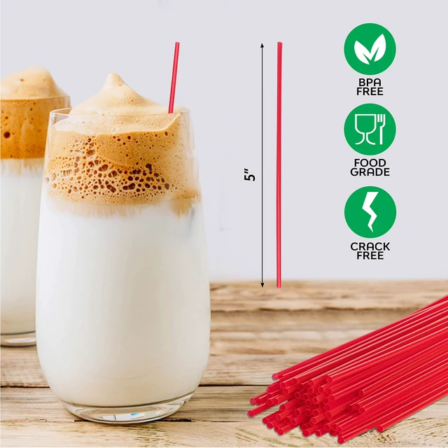 Alt view image 3 of 6 - Plastic Sip Stirrers, Cocktail and Coffee Stirrers, 5 Inch 1000/box, Red