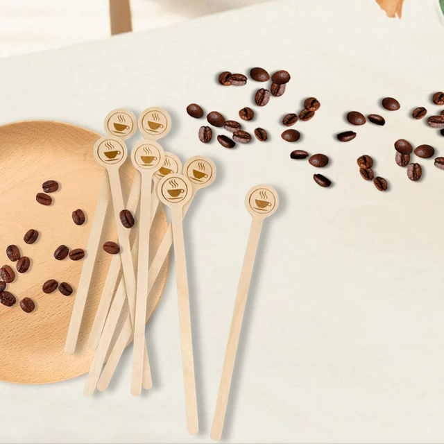 Alt view image 5 of 7 - 5.9inch Wooden Coffee Stirrers with Round Ends, 100 Count Disposable Stir Sticks for Coffee & Cocktails, Wooden Beverage Mixer with Smooth Ends, Swizzle Drink Sticks