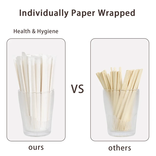 Alt view image 3 of 7 - 200Pcs Bamboo Coffee Stirrers Individually Wrapped, 5.5"Coffee Stir Sticks | Disposable Individually Wrapped Coffee Stirrers with Smooth Ends, Ideal for Coffee, Tea and Hot