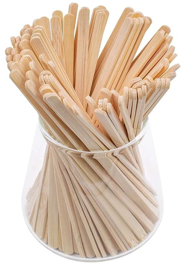 Main image of Pack 100 5.5-Inch Bamboo Coffee Stirrers, Disposable Beverage Stirrers Sticks Eco Friendly Biodegradable Stir Sticks for Tea,Hot or Cold Beverages.(Glass not Included)