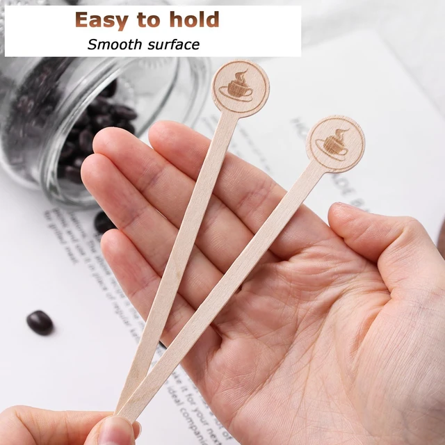 Alt view image 4 of 6 - 150PCS Coffee Stirrers, 5.9 Inch Coffee Stir Sticks with Round Ends, Cafe Grade Natural Wooden Stir Sticks, Wooden Beverage Mixer for Cocktails, Milk, Tea, Hot Cocoa