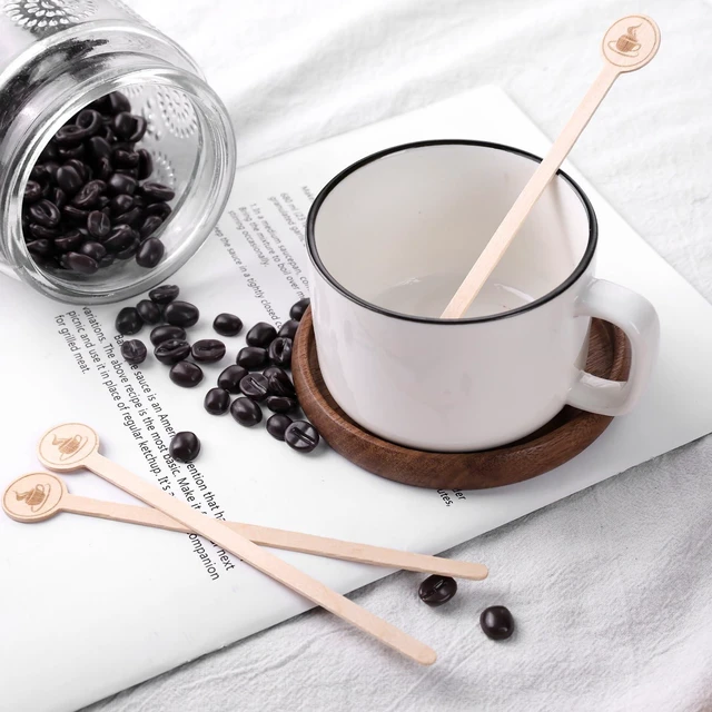 Alt view image 5 of 6 - 150PCS Coffee Stirrers, 5.9 Inch Coffee Stir Sticks with Round Ends, Cafe Grade Natural Wooden Stir Sticks, Wooden Beverage Mixer for Cocktails, Milk, Tea, Hot Cocoa