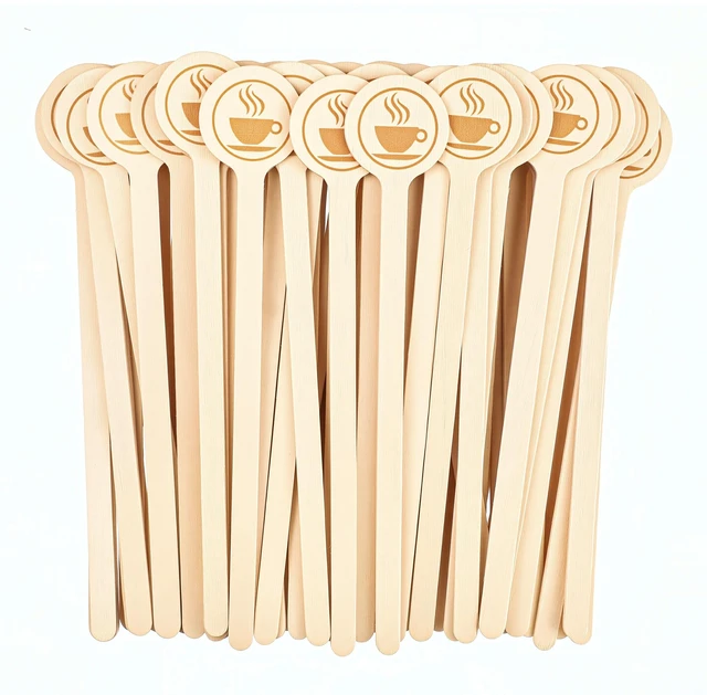 Main image of Wooden Coffee Stirrers 100-Pack Coffee Stir Sticks 5.9 Inch Natural Birch Stir Sticks with Round Ends, Disposable Stirring Sticks for Coffee, Cocktails, Milk & Hot Drinks