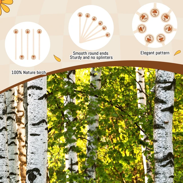 Alt view image 5 of 7 - Wooden Coffee Stirrers 100-Pack Coffee Stir Sticks 5.9 Inch Natural Birch Stir Sticks with Round Ends, Disposable Stirring Sticks for Coffee, Cocktails, Milk & Hot Drinks