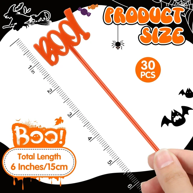 Alt view image 2 of 6 - 30 Pcs Halloween Swizzle Sticks Boo Fall Drink Stirrers | Plastic Coffee Stirrers for Fall Drinks, Bar Party Cocktail Mixers, Tea Decoration, Halloween Thanksgiving Autumn Beverage